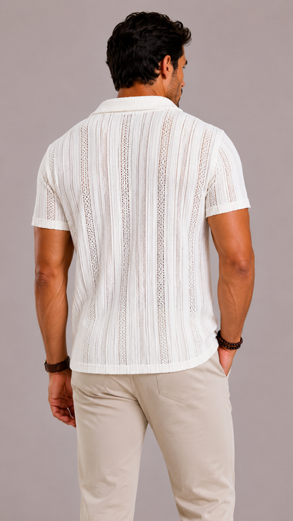 Mesh Knitted Sheer Shirt For Men