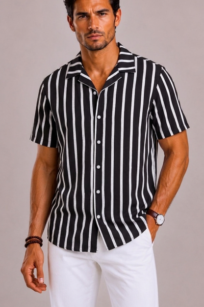 Striped Short-Sleeve Shirt For Men