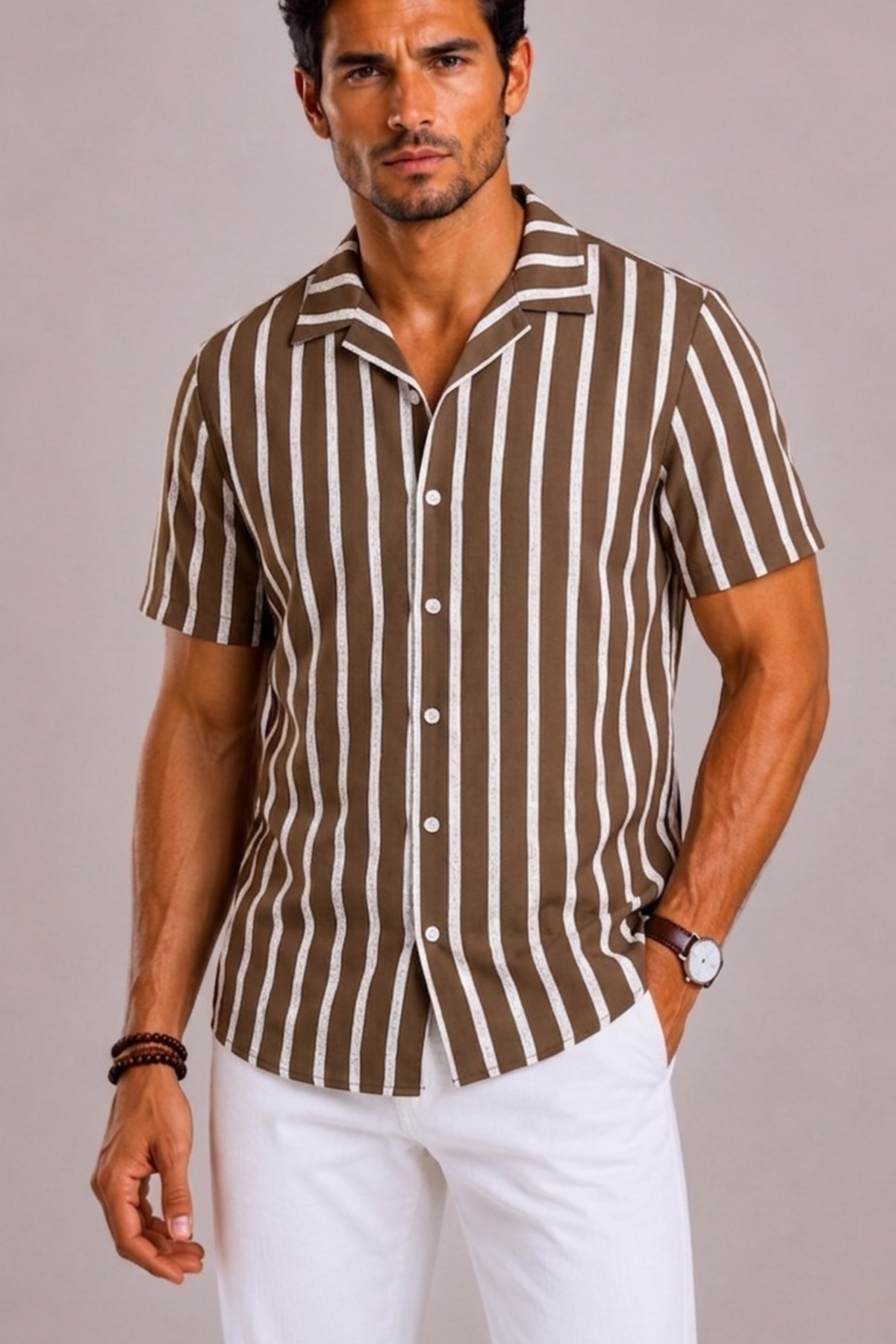Striped Short-Sleeve Shirt For Men