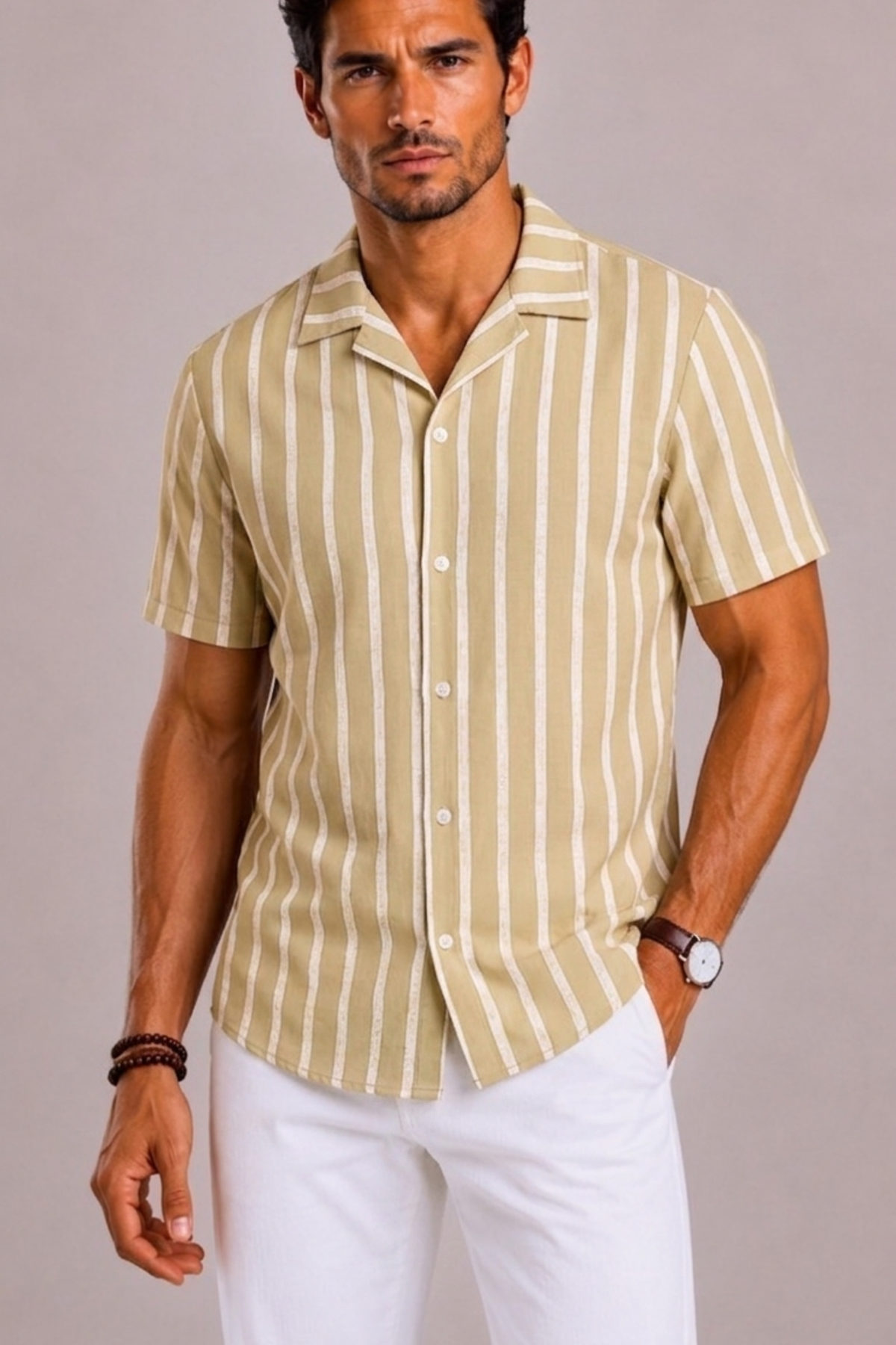Striped Short-Sleeve Shirt For Men