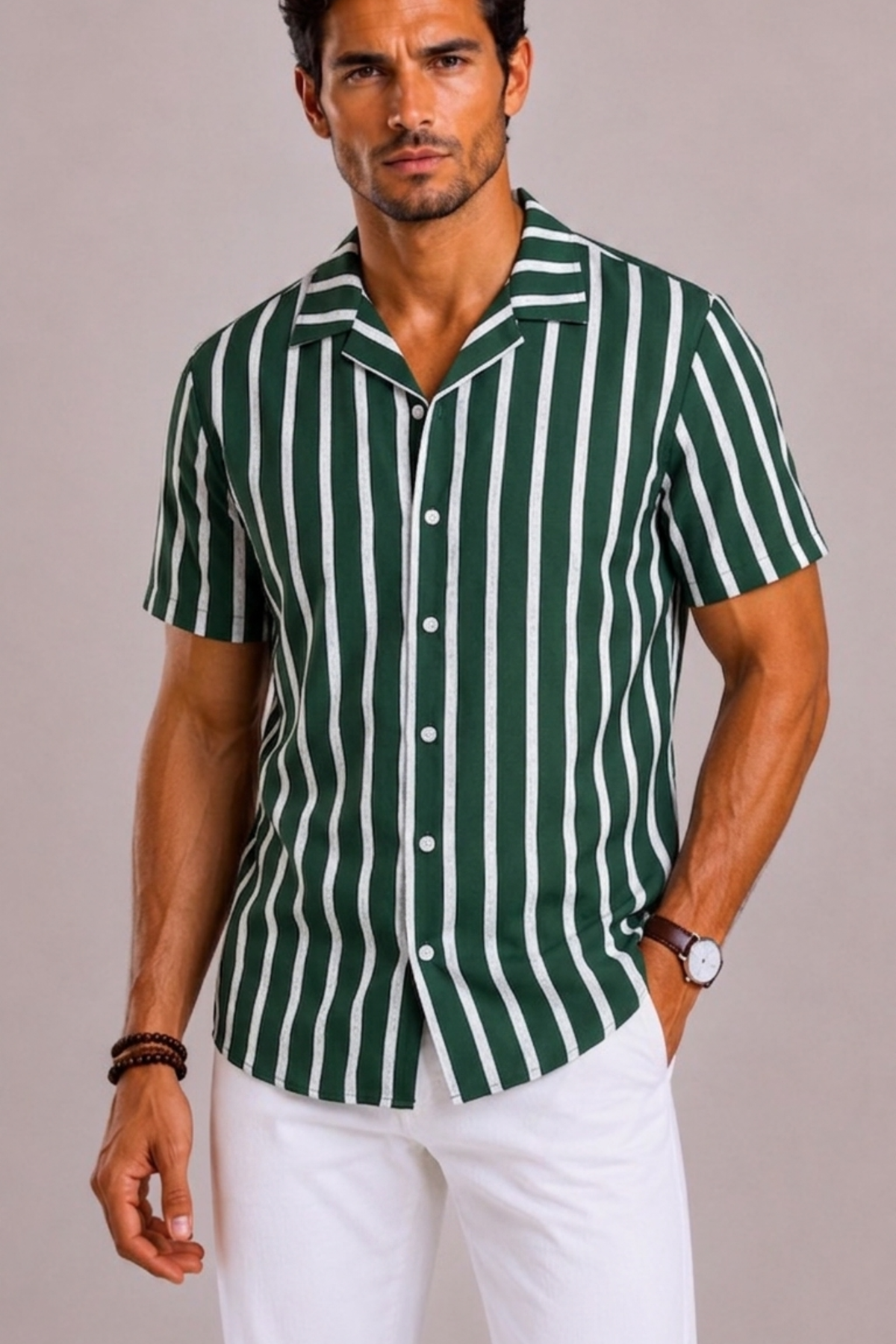 Striped Short-Sleeve Shirt For Men
