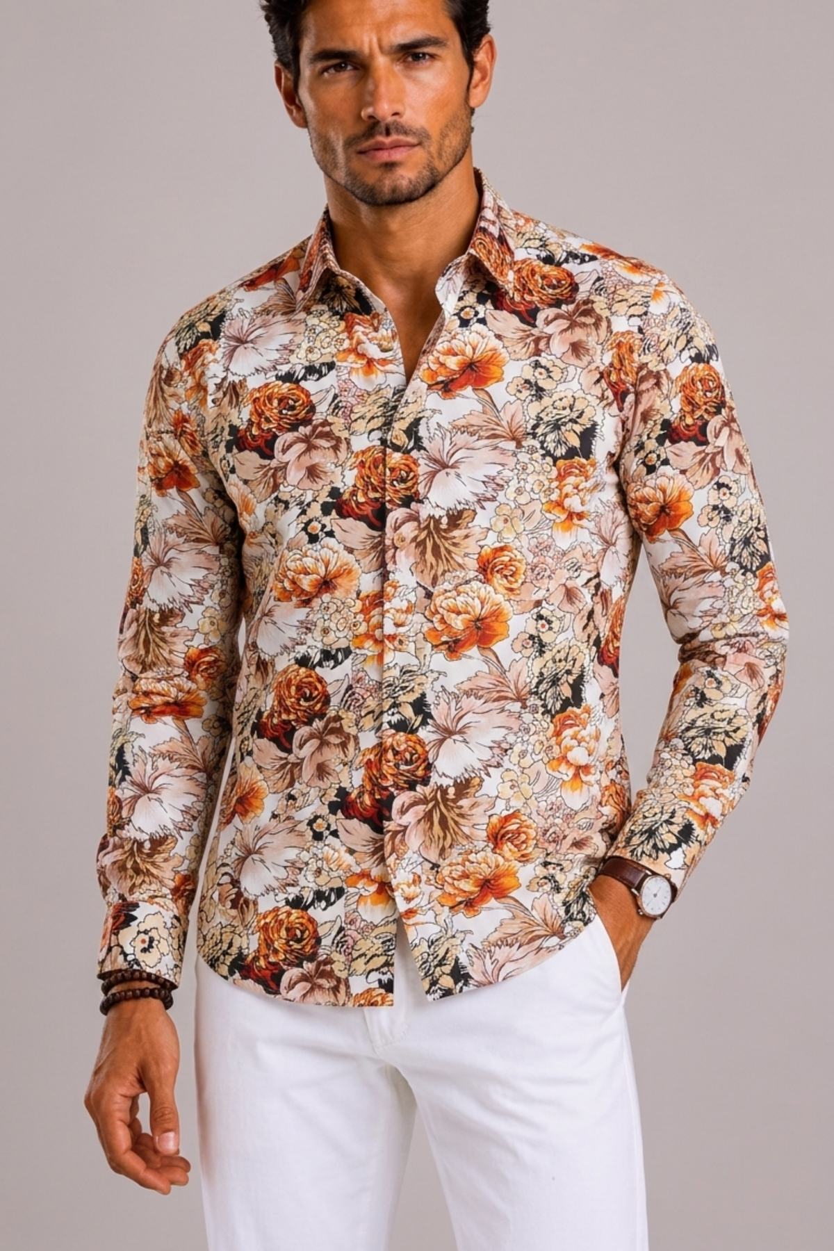 Floral Long Sleeve Shirt For Men