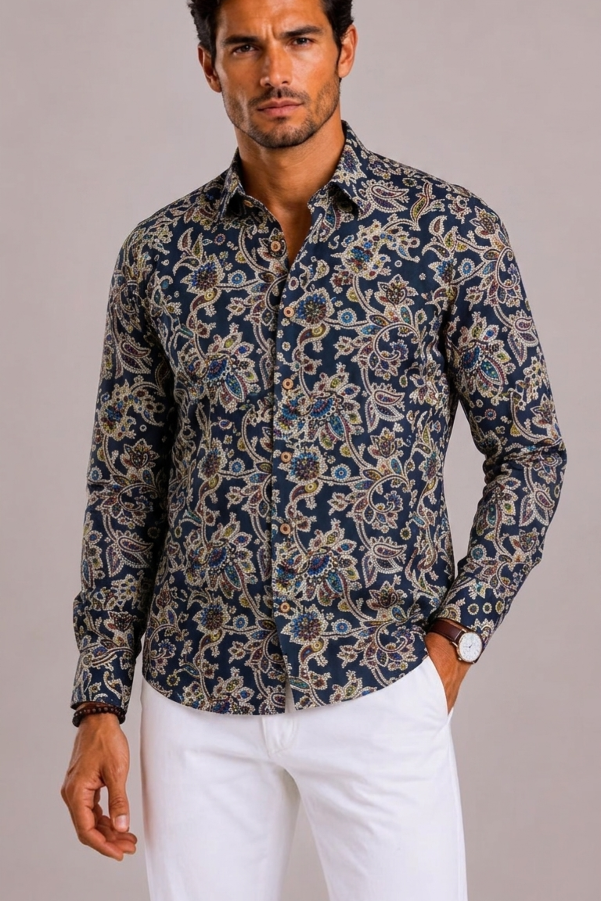 Floral Long Sleeve Shirt For Men