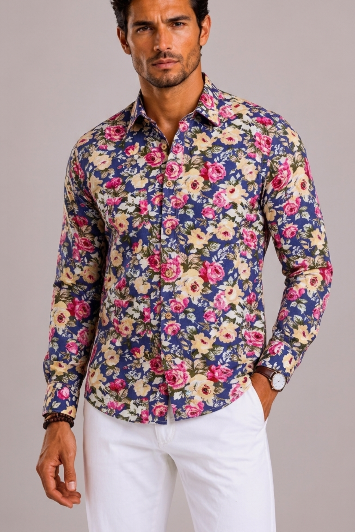 Floral Long Sleeve Shirt For Men