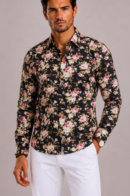 Floral Long Sleeve Shirt For Men