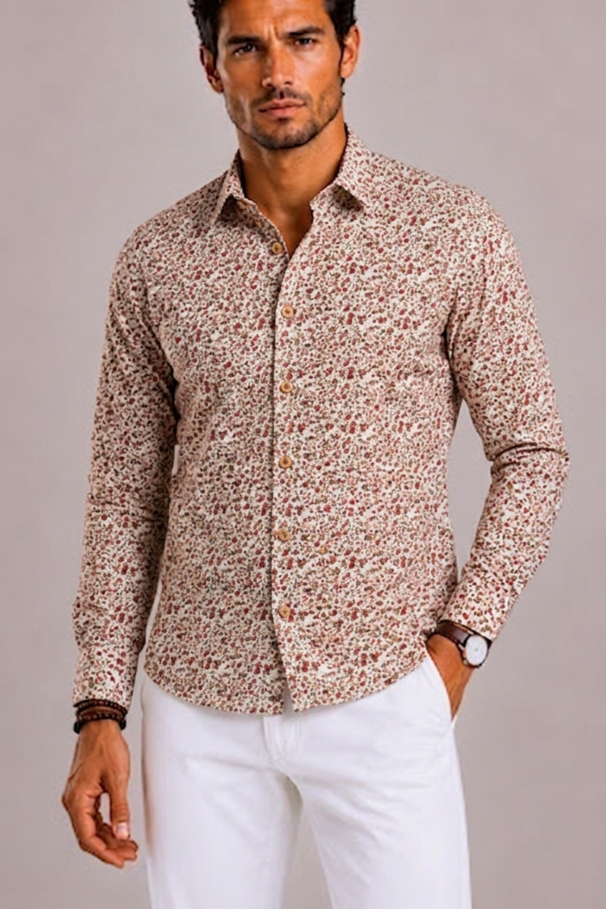 Floral Long Sleeve Shirt For Men