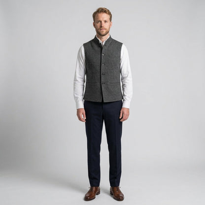 Mandarin Collar Waistcoat For Men