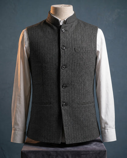Mandarin Collar Waistcoat For Men