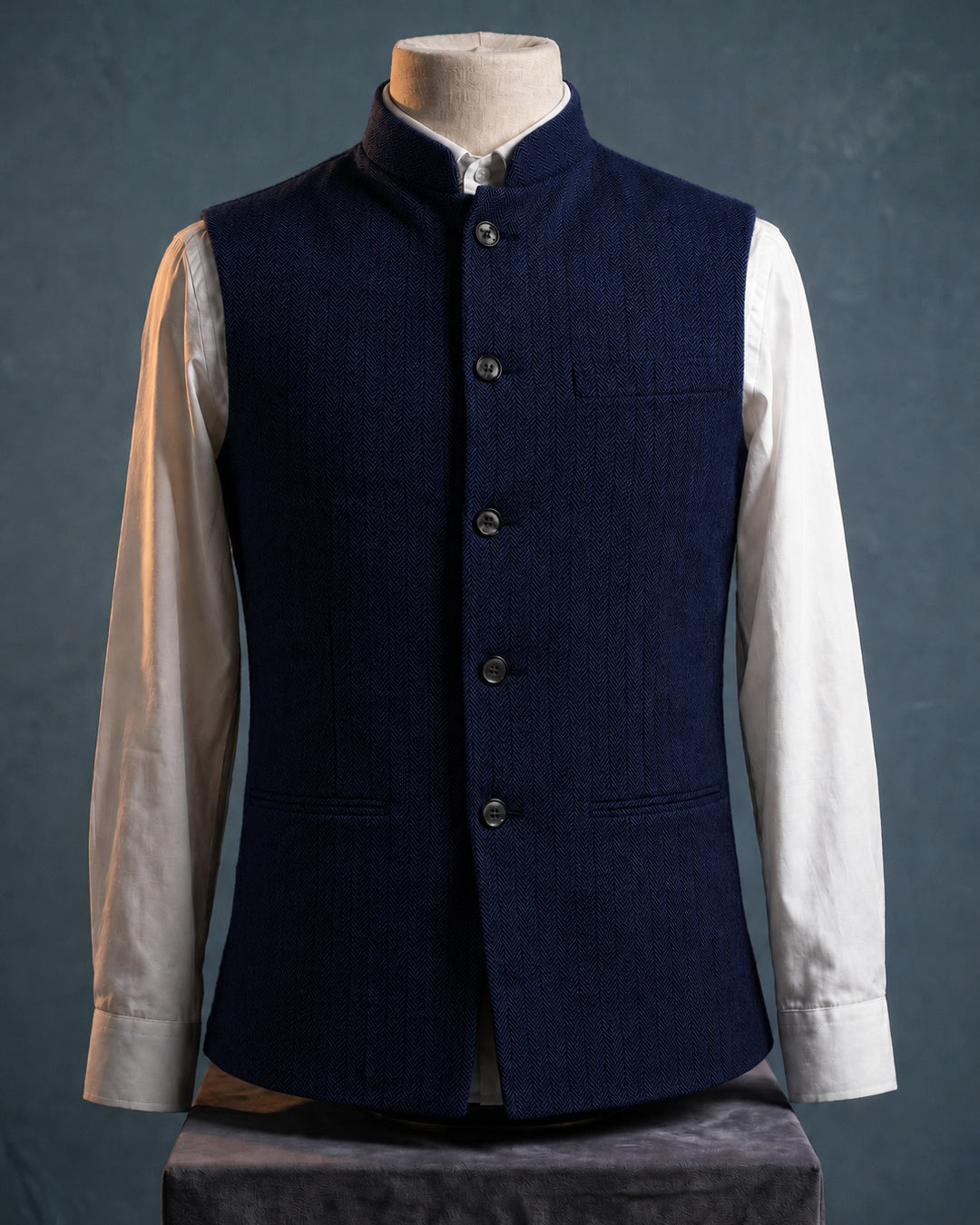 Mandarin Collar Waistcoat For Men