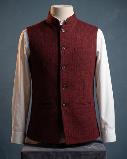 Mandarin Collar Waistcoat For Men