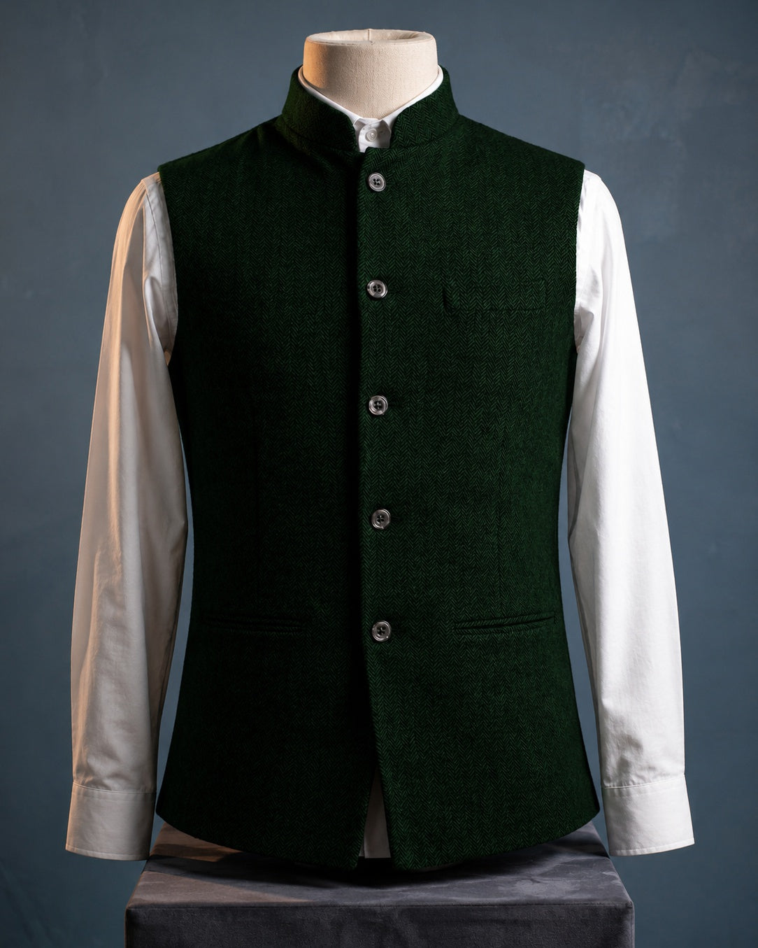 Mandarin Collar Waistcoat For Men