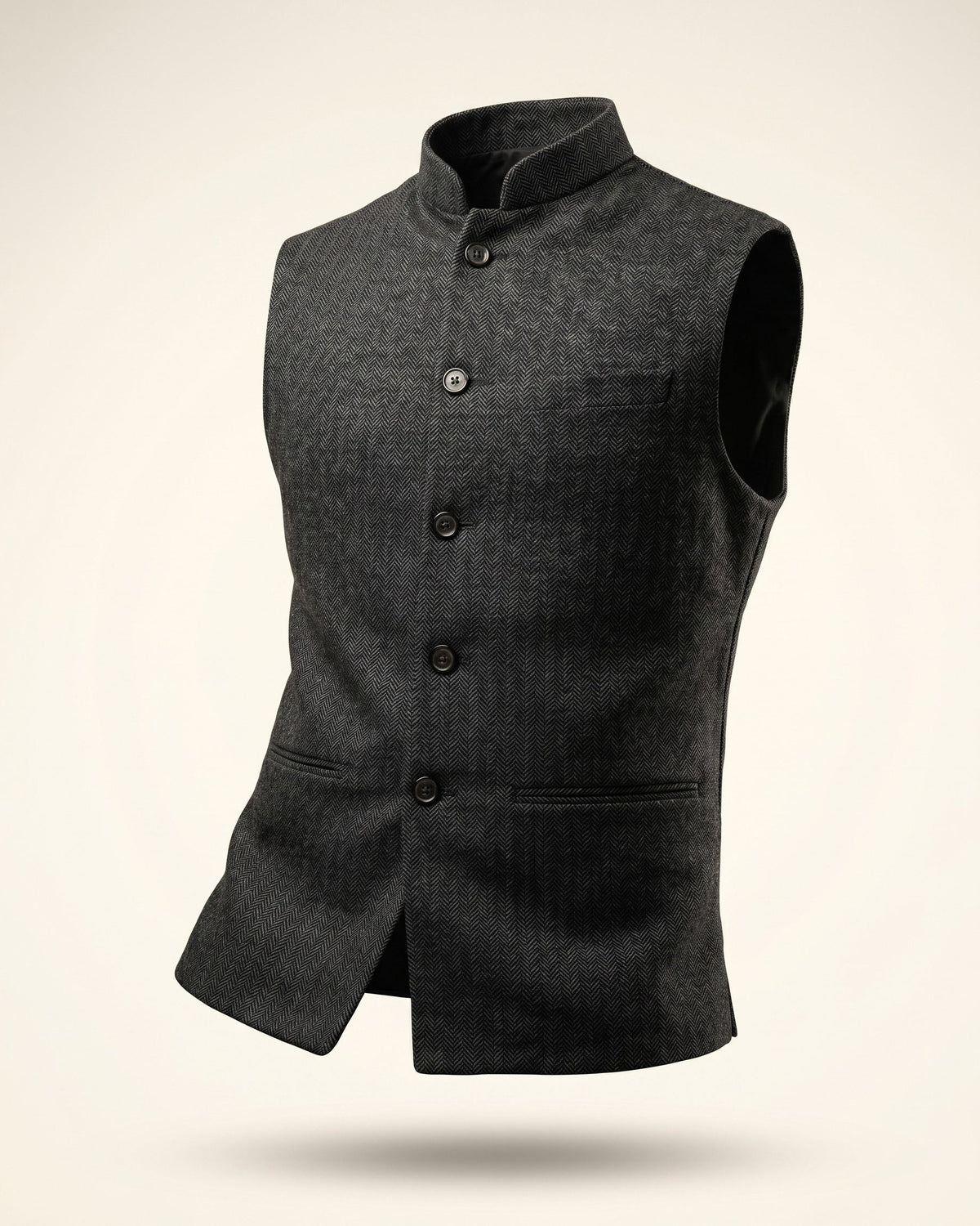 Mandarin Collar Waistcoat For Men