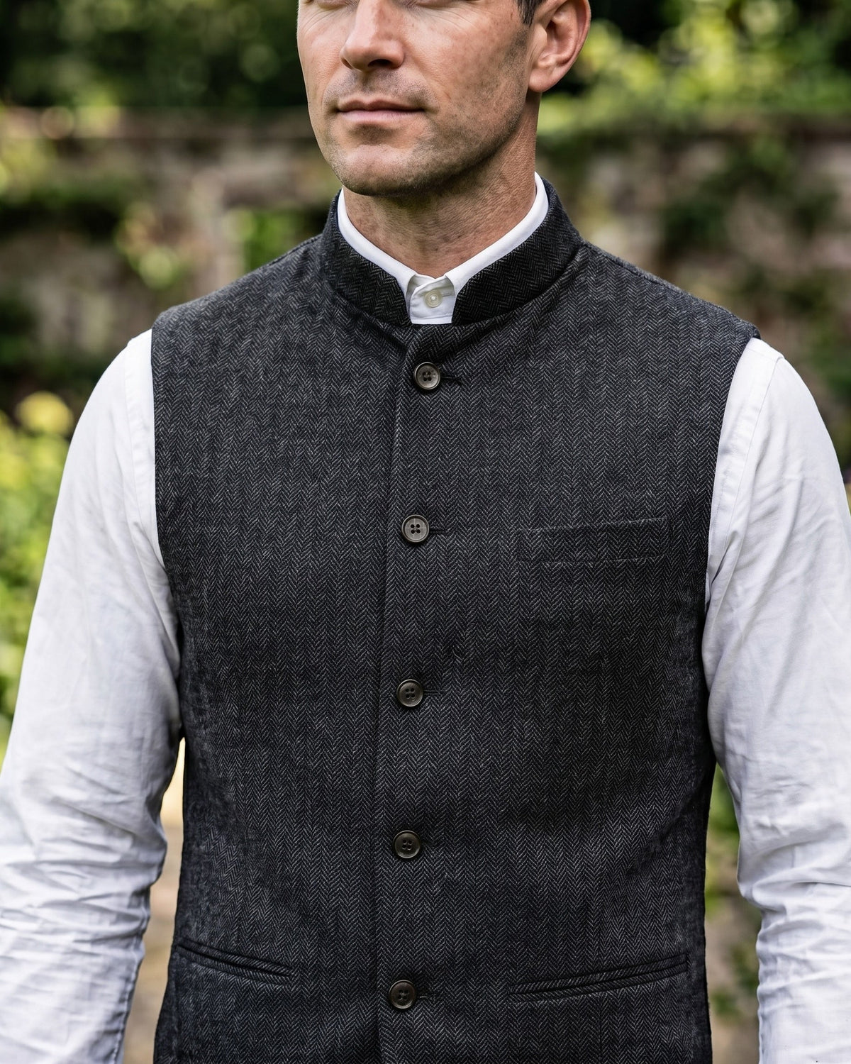 Mandarin Collar Waistcoat For Men