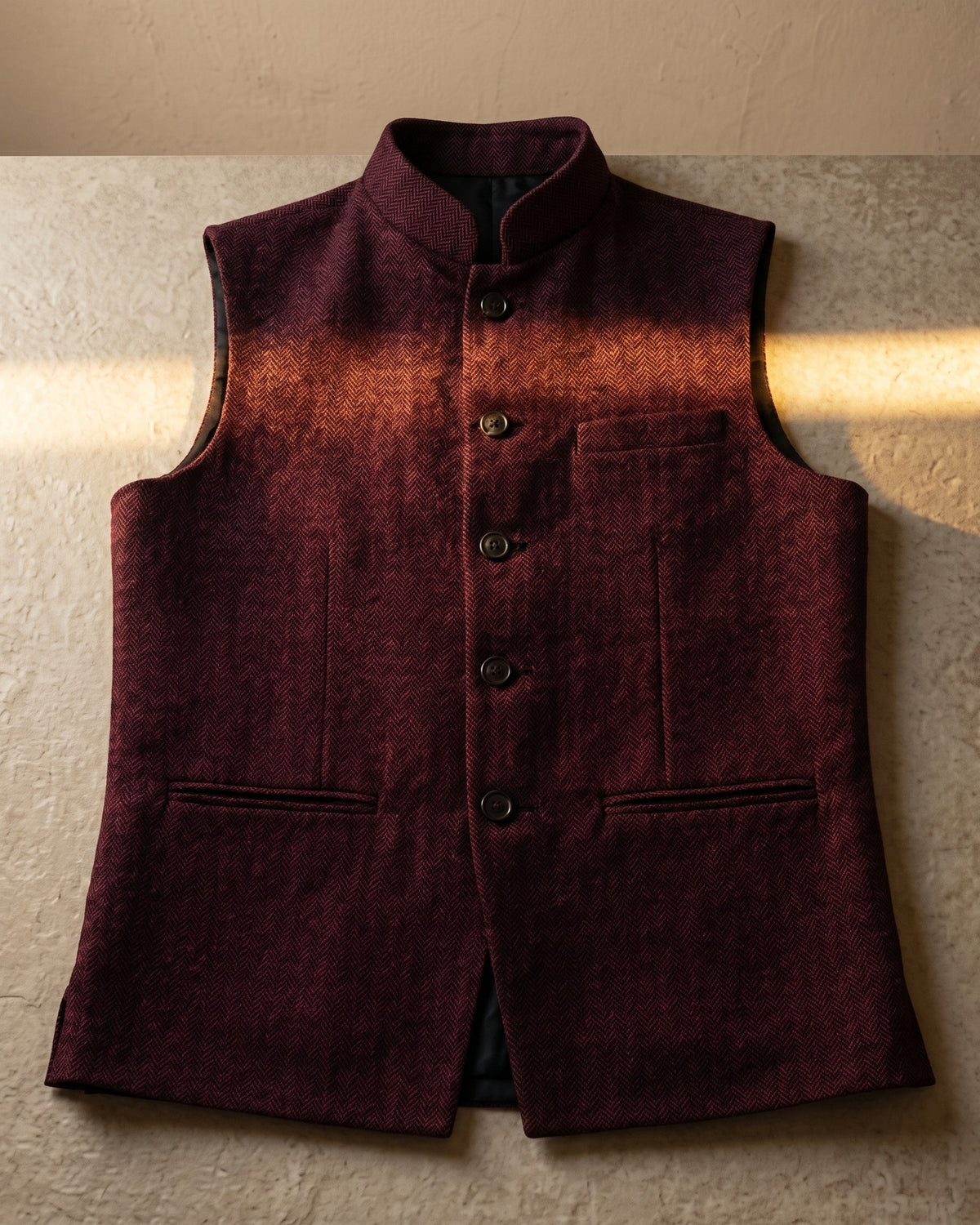 Mandarin Collar Waistcoat For Men