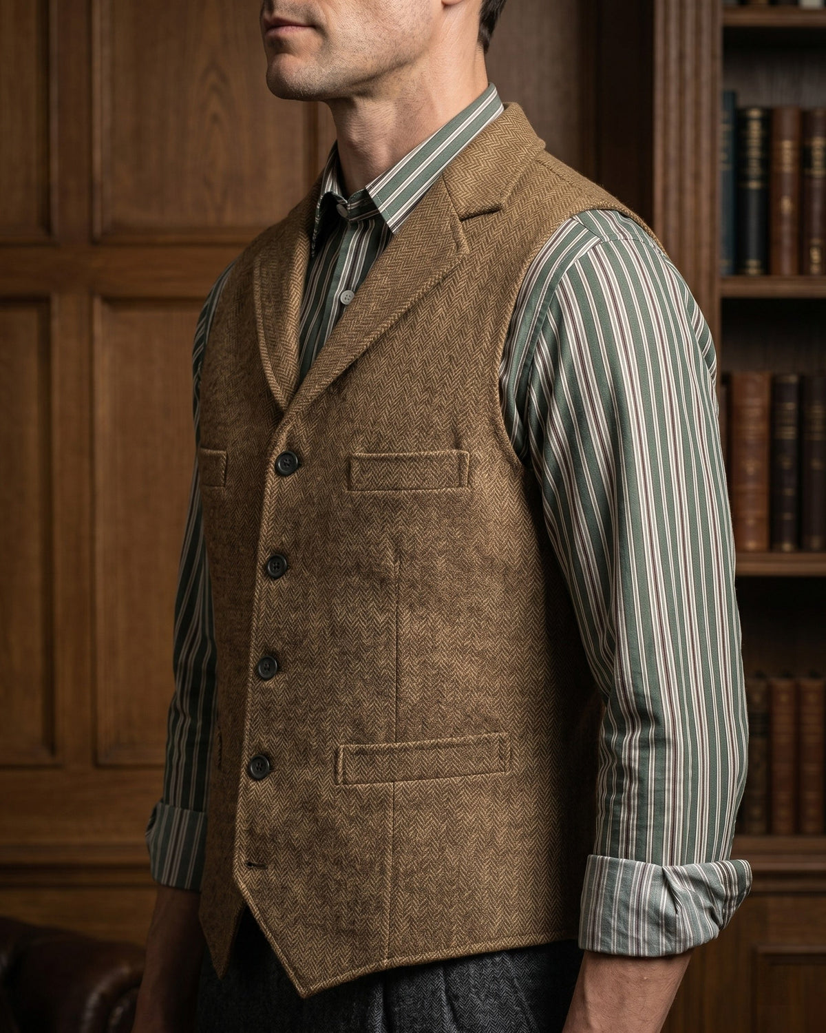 Herringbone Utility Jacket For Men