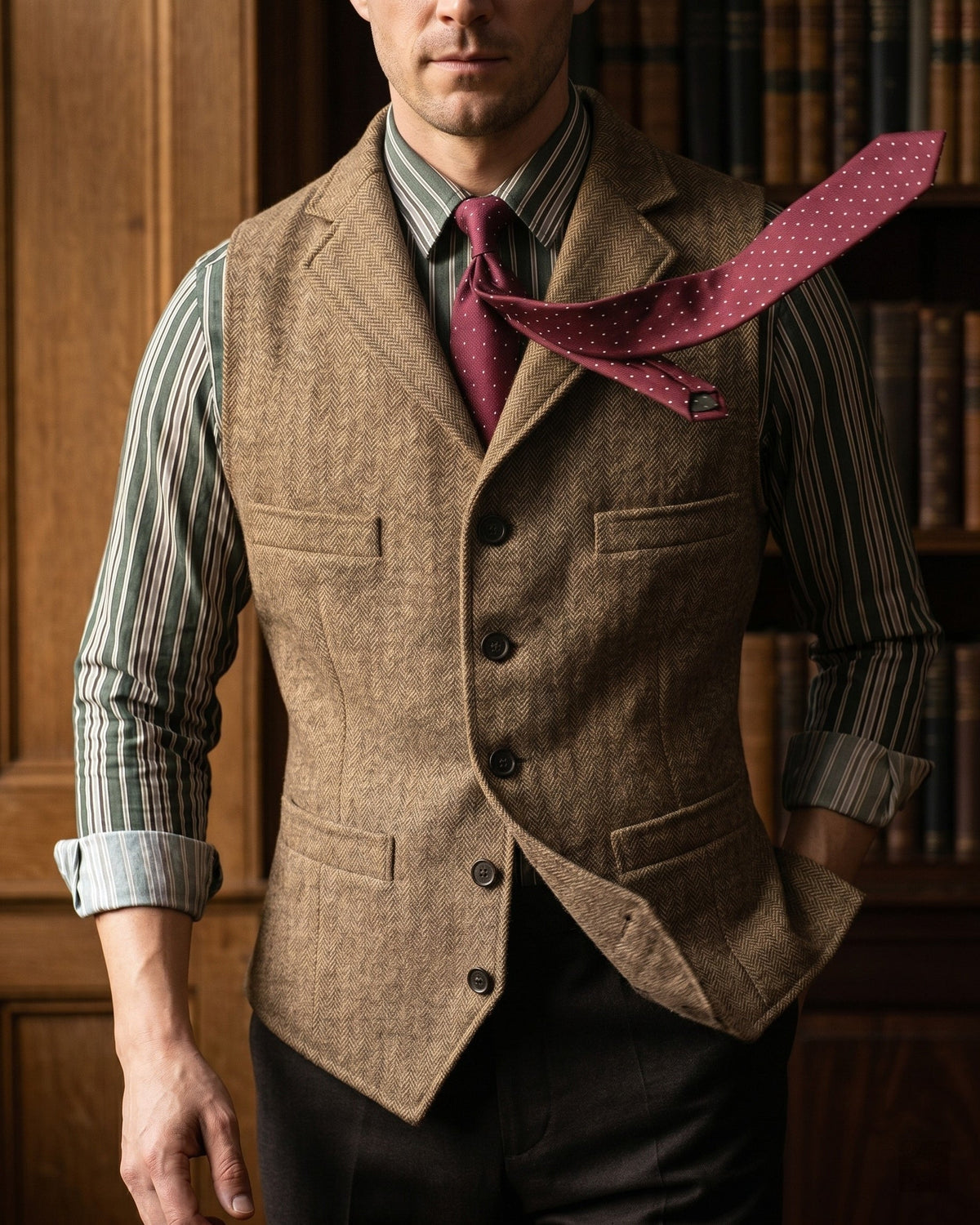 Herringbone Utility Jacket For Men