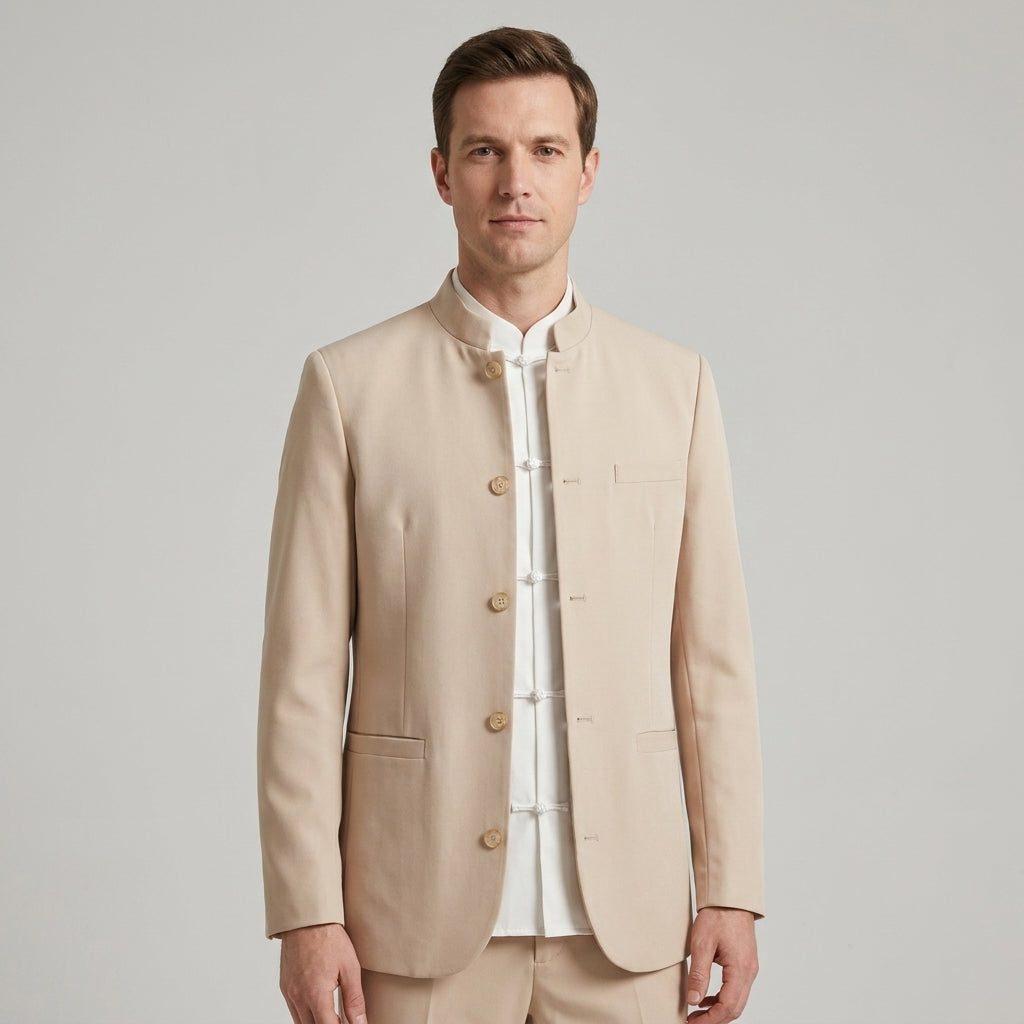 Mandarin Collar Waistcoat For Men