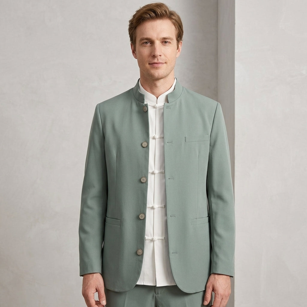 Mandarin Collar Waistcoat For Men