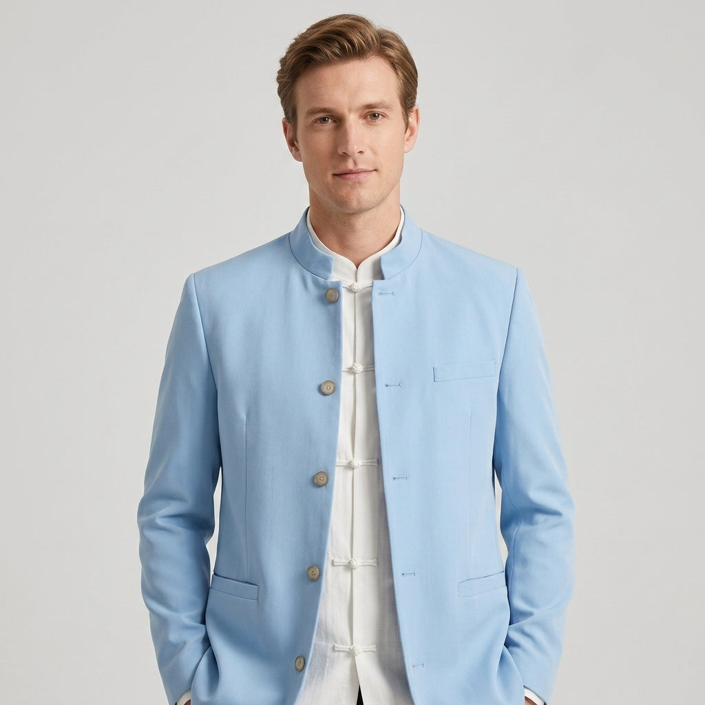 Mandarin Collar Waistcoat For Men