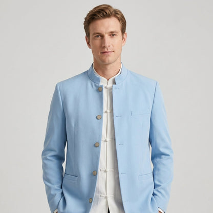 Mandarin Collar Waistcoat For Men