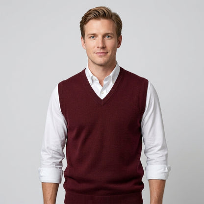 V Neck Knitted Sweater Vest Sleeveless Pullover For Men