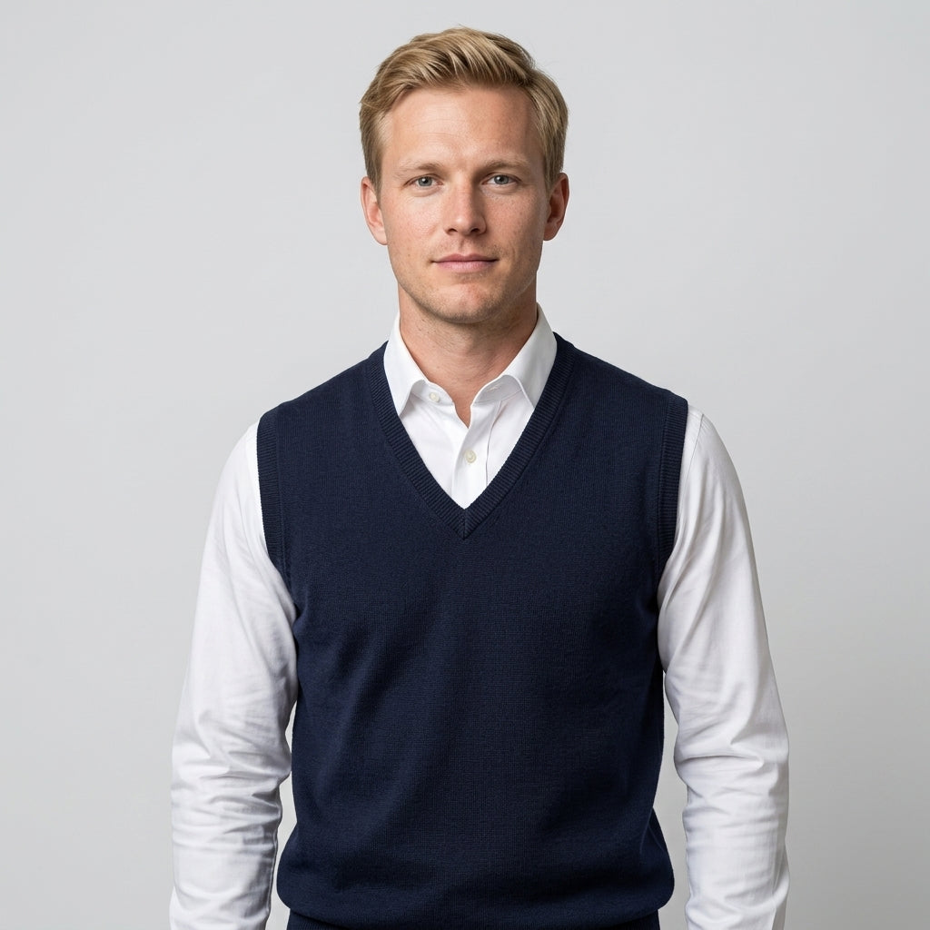 V Neck Knitted Sweater Vest Sleeveless Pullover For Men