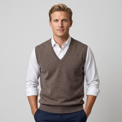 V Neck Knitted Sweater Vest Sleeveless Pullover For Men