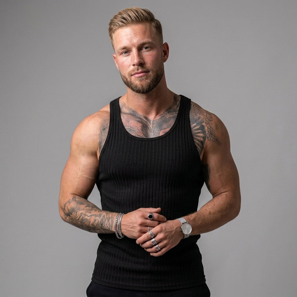 Ribbed Knit Tank Top Sleeveless Summer Vest For Men