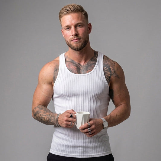 Ribbed Knit Tank Top Sleeveless Summer Vest For Men