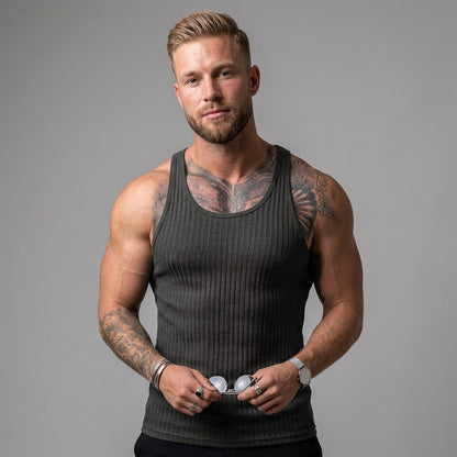 Ribbed Knit Tank Top Sleeveless Summer Vest For Men