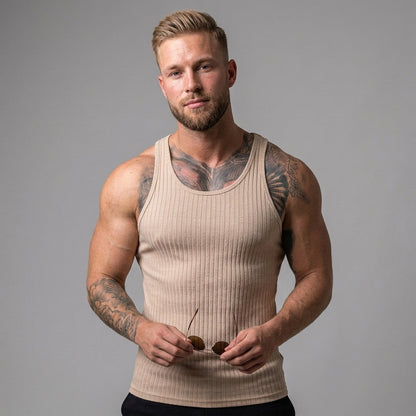 Ribbed Knit Tank Top Sleeveless Summer Vest For Men