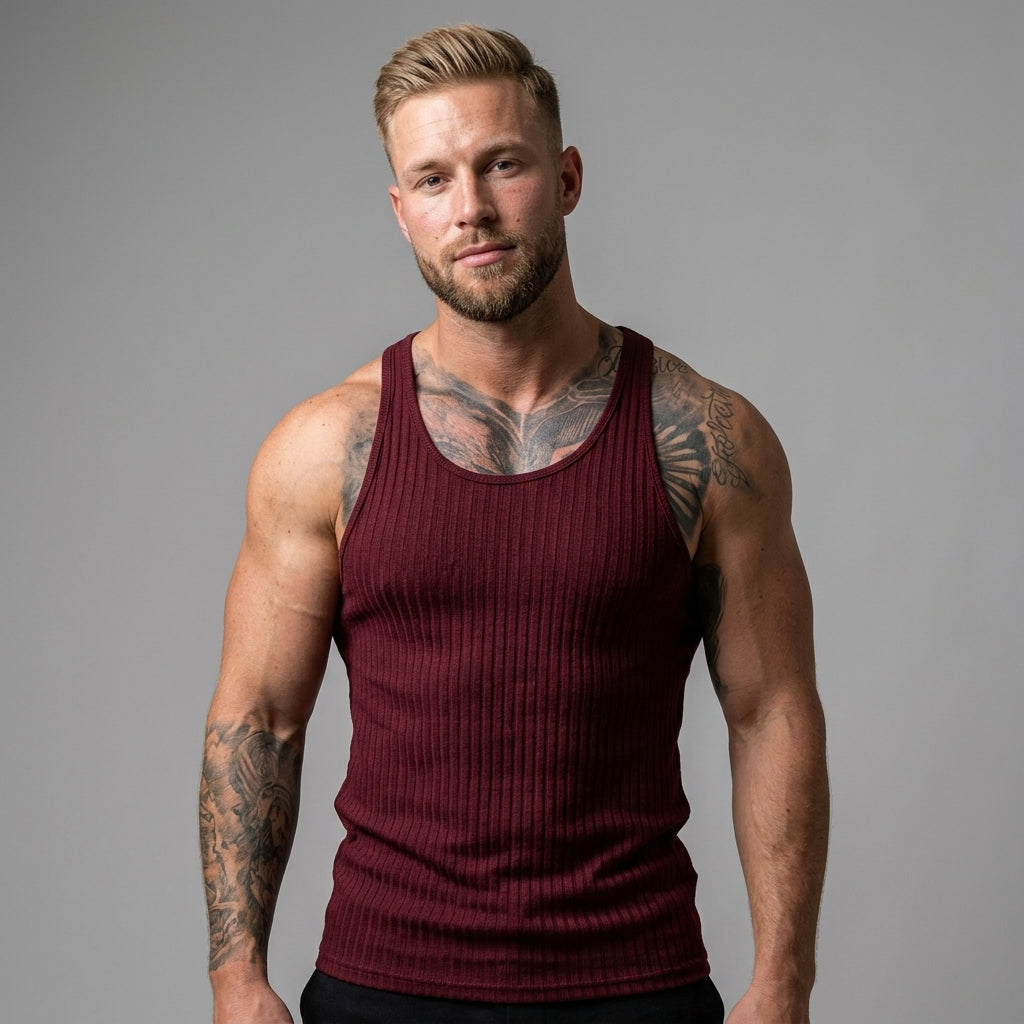 Ribbed Knit Tank Top Sleeveless Summer Vest For Men