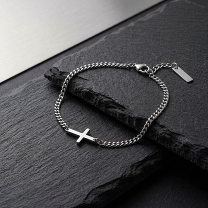 Stainless Steel Cross Chain Bracelet For Men