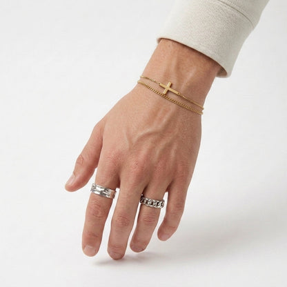 Stainless Steel Cross Chain Bracelet For Men
