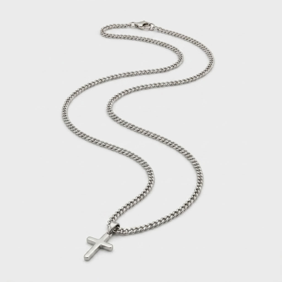 Stainless Steel Cross Chain Necklace For Men