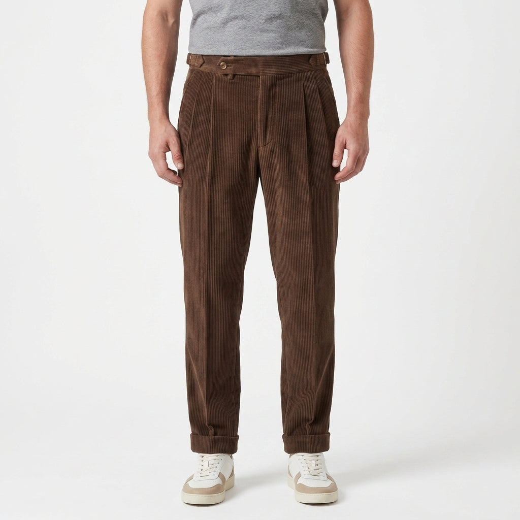 Pleated Corduroy Trousers For Men