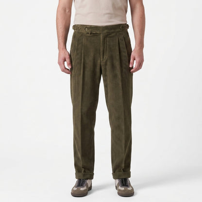Pleated Corduroy Trousers For Men