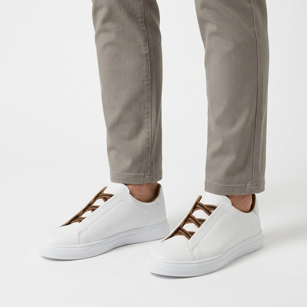 Full-Grain Leather Lace-Up Trainers For Men