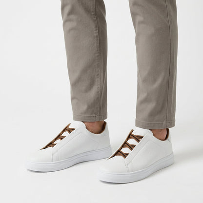 Full-Grain Leather Lace-Up Trainers For Men