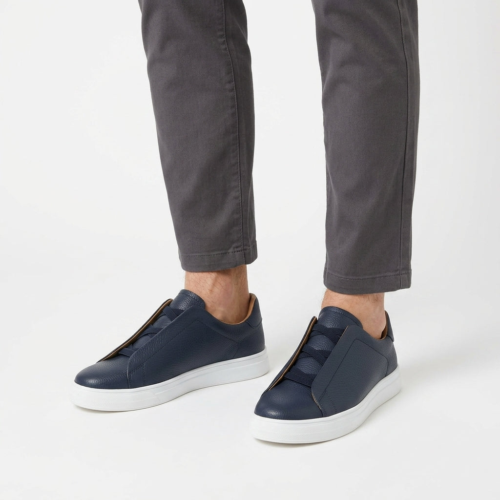 Full-Grain Leather Lace-Up Trainers For Men