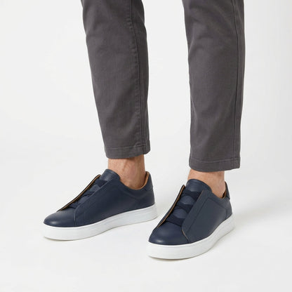 Full-Grain Leather Lace-Up Trainers For Men