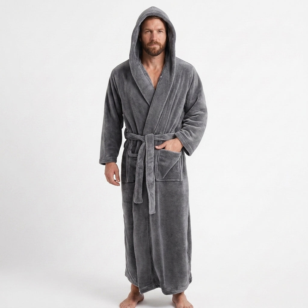 Long Hooded Dressing Gown For Men