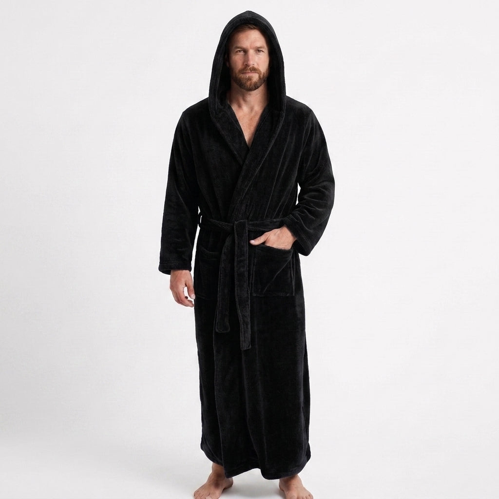 Long Hooded Dressing Gown For Men