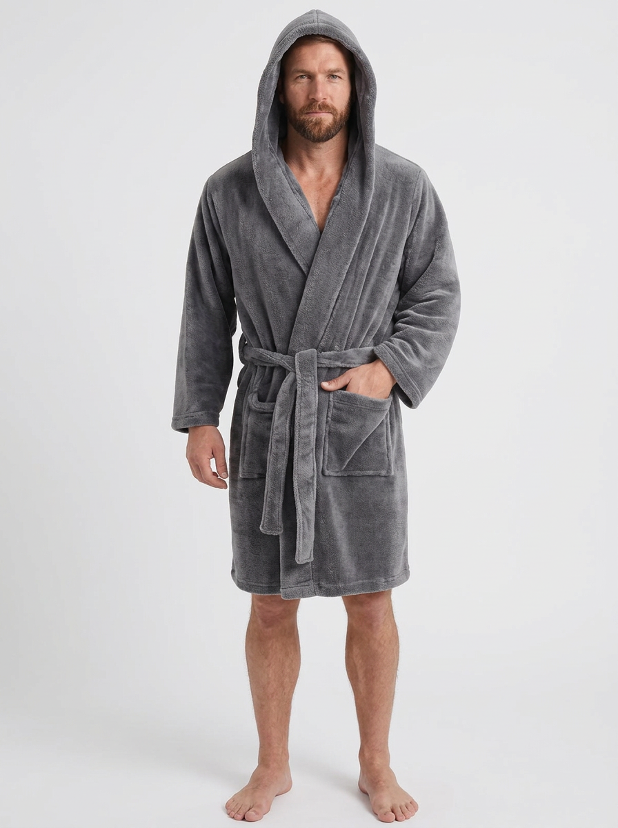 Long Hooded Dressing Gown For Men