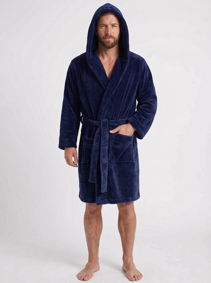 Long Hooded Dressing Gown For Men