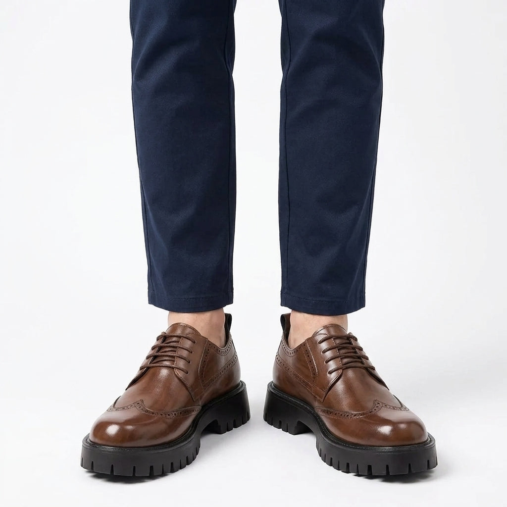 Brogue Oxford Shoes With Chunky Sole For Men