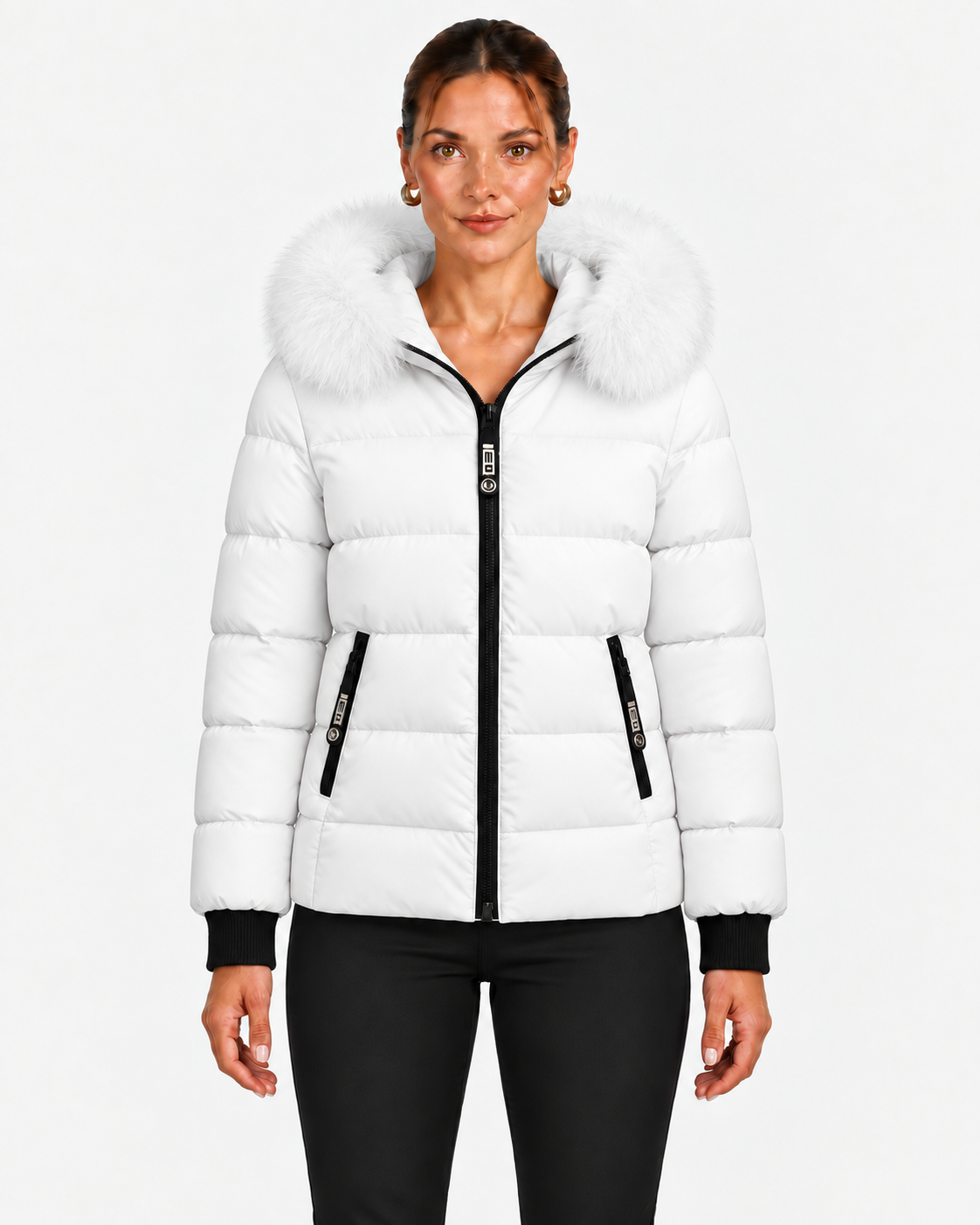 Quilted Jacket With Detachable Hood For Women