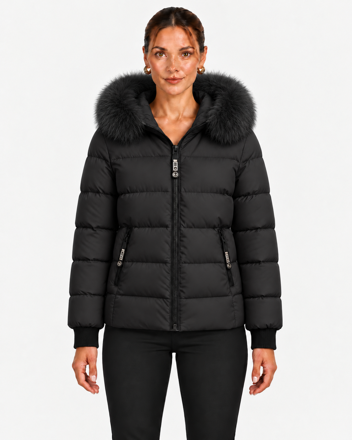 Quilted Jacket With Detachable Hood For Women