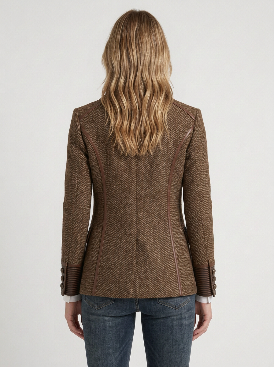 Chevron Print Panel Blazer For Women