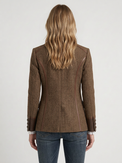 Chevron Print Panel Blazer For Women